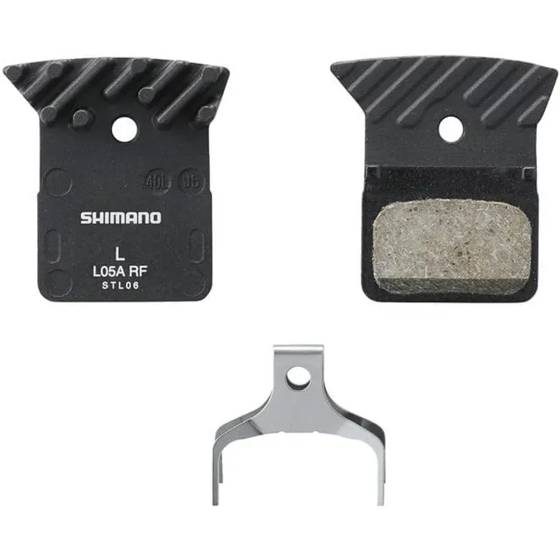 Shimano L05A-RF disc pads and spring alloy back with cooling fins resin